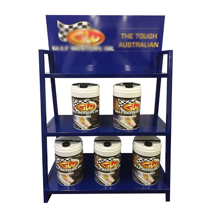 Multi Layers Trapezoidal Oil Paint Display Stand Metal Display Rack With Customized Logo