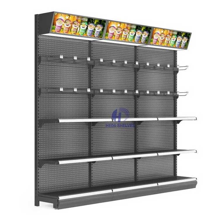 Heda Store Double Sided Adjustable Supermarket Shelves Supermarket Gondola Wall-To-Wall Shelves Shelves For Retail Store