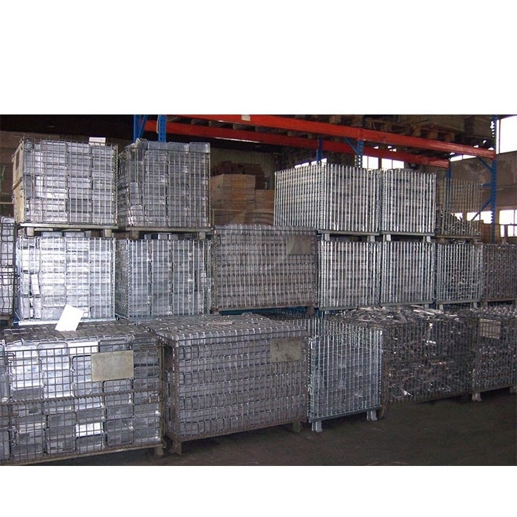 Wholesale Chrome Collapsable Metal Pallet Warehouse Storage Wire Mesh Cage