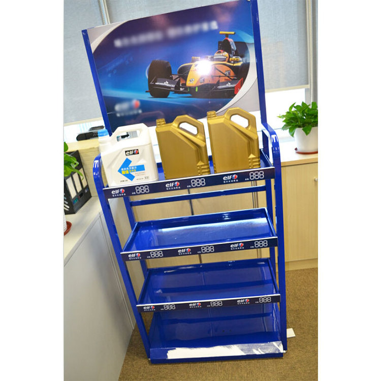 Multi Layers Trapezoidal Oil Paint Display Stand Metal Display Rack With Customized Logo