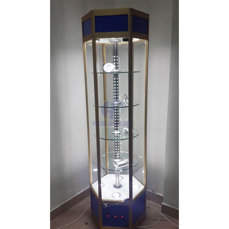 Customized Shop Decoration LED Glass Display Cabinet Glass Showcase For Jewelry Shop rack Glass Display Cabinet With Lock