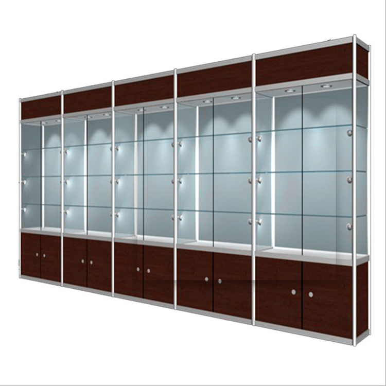 customized Glass display cabinet /used glass showcases and display cases with LED