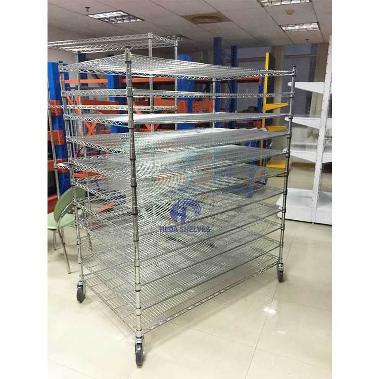 6 Tiers Steel Rack Chrome Wire Metal Garage Racks Chrome-Plated Shelf With Wheels