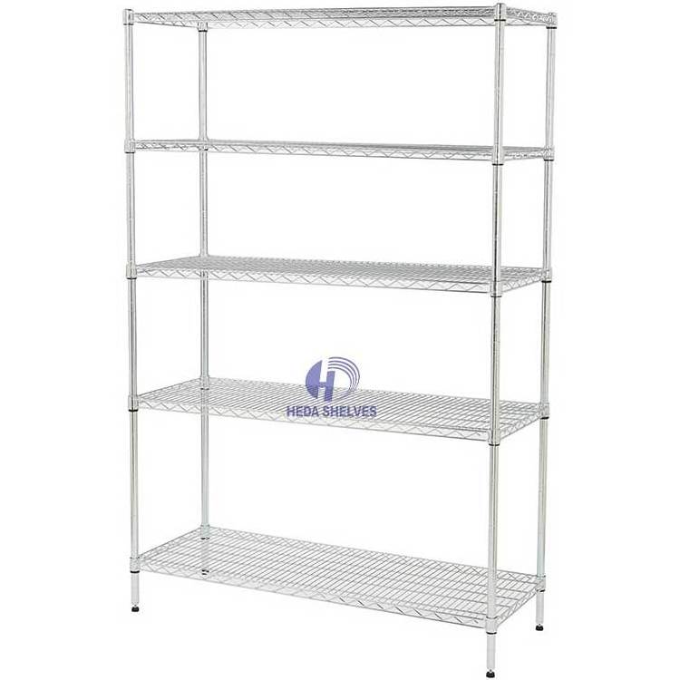 6 Tiers Steel Rack Chrome Wire Metal Garage Racks Chrome-Plated Shelf With Wheels