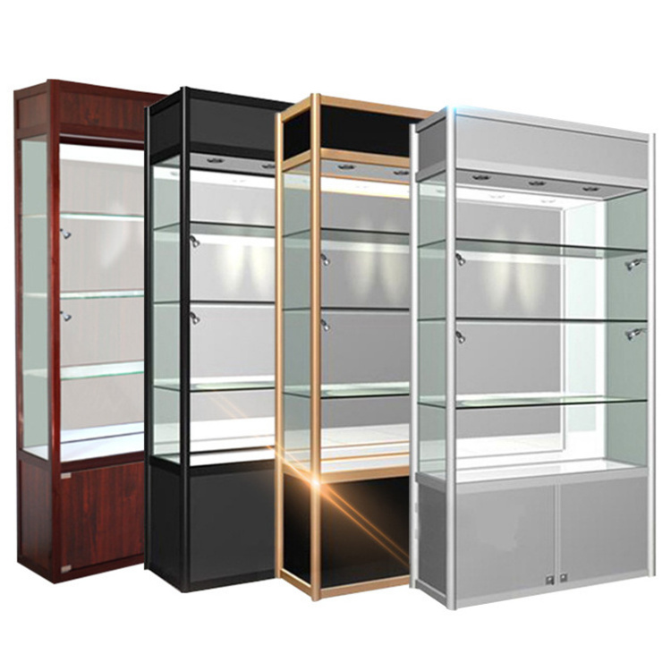 customized Glass display cabinet /used glass showcases and display cases with LED