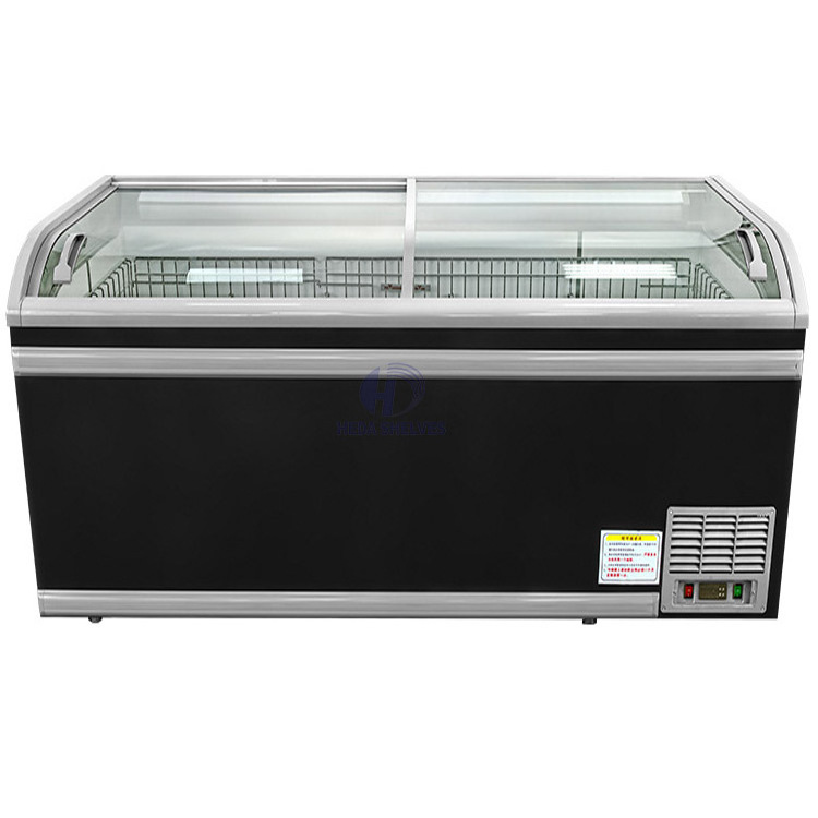 Commercial Manufacture Wholesale Ice Cream Chest Freezer showcase Large Capacity Sliding Glass Door Chest Island Freezer