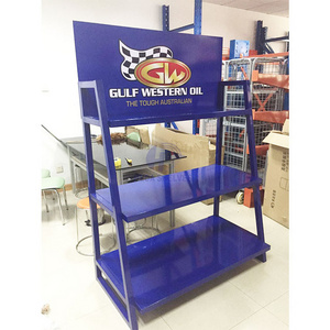 Multi Layers Trapezoidal Oil Paint Display Stand Metal Display Rack With Customized Logo