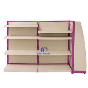 Heda Shelves Double-Sided Slat Wall Gondola Shelving Store Double Sided Adjustable Supermarket Shelves