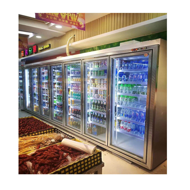 Drink Cola Beverage Freezer Glass Door Commercial Arc Air-cooled Glass Door Display Freezer Refrigerator Freezer Vertical