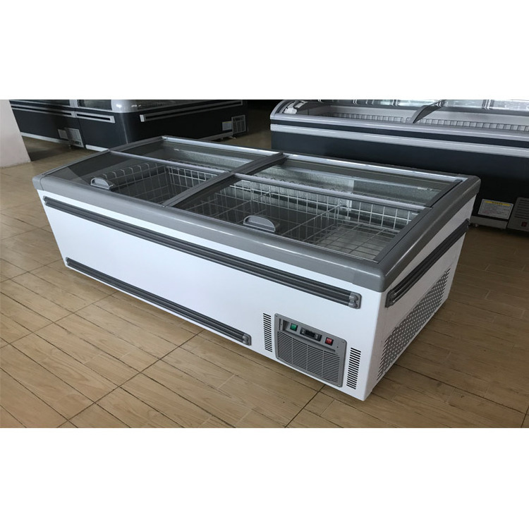 Commercial Manufacture Wholesale Ice Cream Chest Freezer showcase Large Capacity Sliding Glass Door Chest Island Freezer