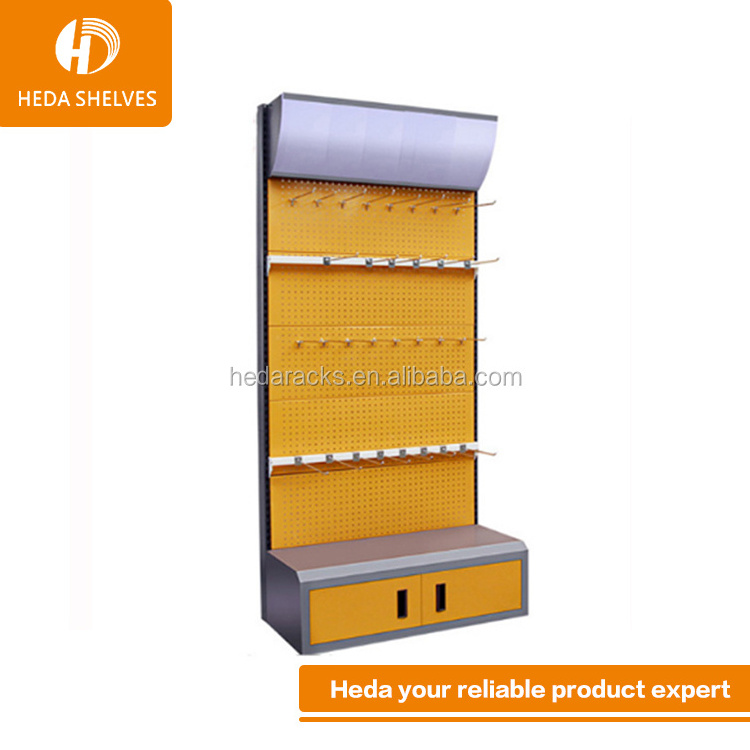 Hardware accessories storage rack/hardware  tools metal shelf with light box and floor cabinets Pegboard Display Rack