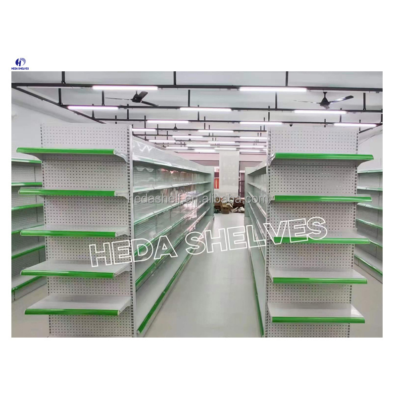 Custom Heavy Duty Iron Metal Retail Shelf Display Supermarket Gondola Shelving Rack shelves for retail store price