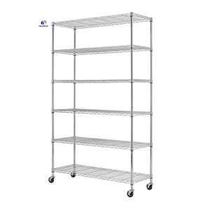 Commercial Wire Shelving Unit with Wheels Steel 6 Tier Heavy Duty Layer Rack Storage Metal Shelf