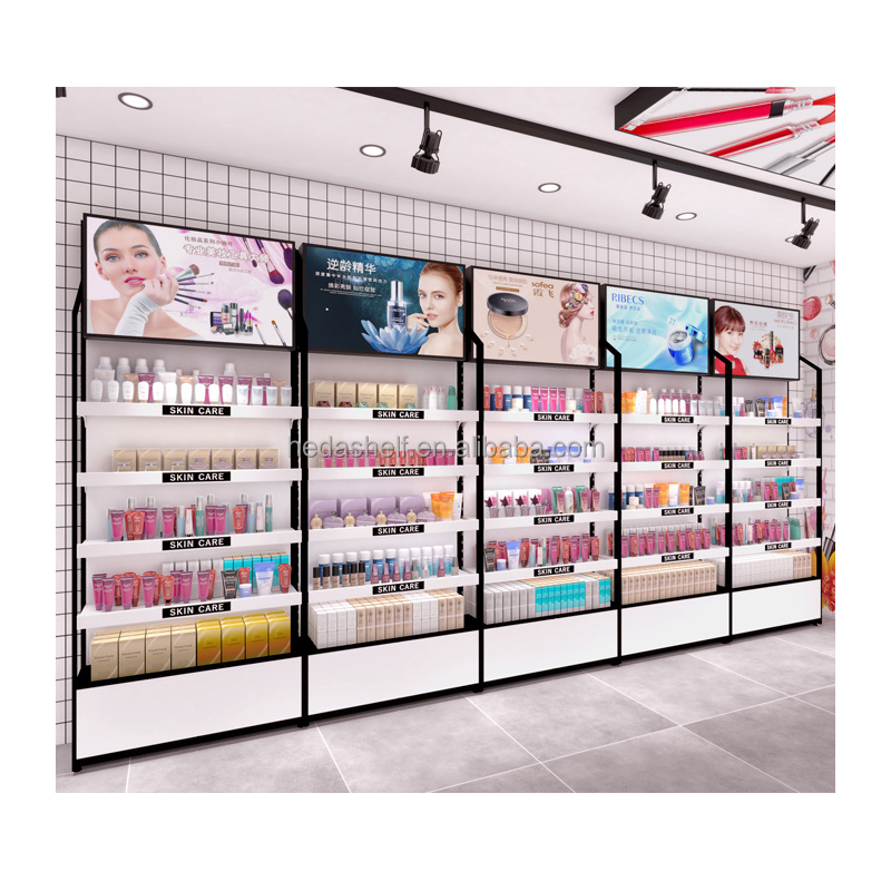 Commercial Merchandising Beauty Salon Cases Make up Stand Gondola Showcase Retail Shop Decoration Cosmetic Display Cabinet