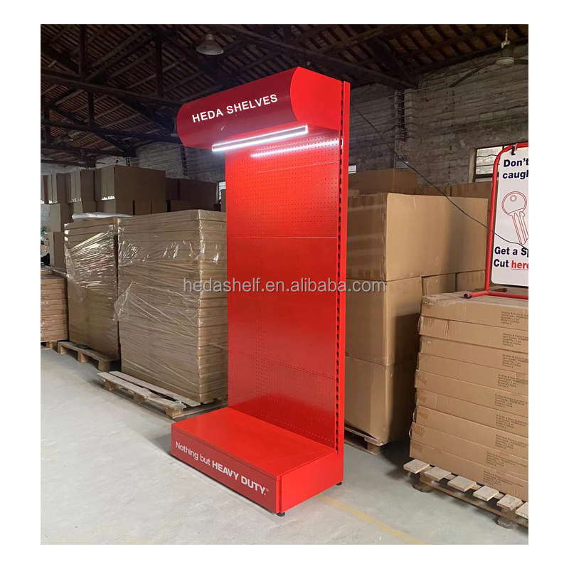 Led Light Logo Custom Retail Store Metal Hanging Display Racks Accessories Display Stand Hardware Tool Peg Display Rack