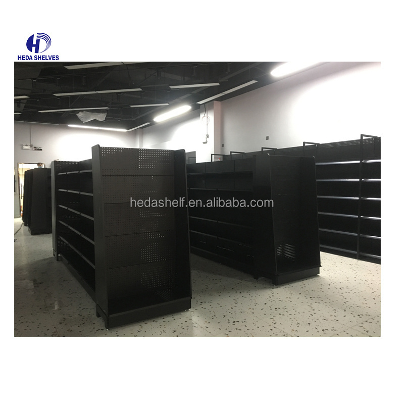 Custom Heavy Duty Iron Metal Retail Shelf Display Supermarket Gondola Shelving Rack shelves for retail store price