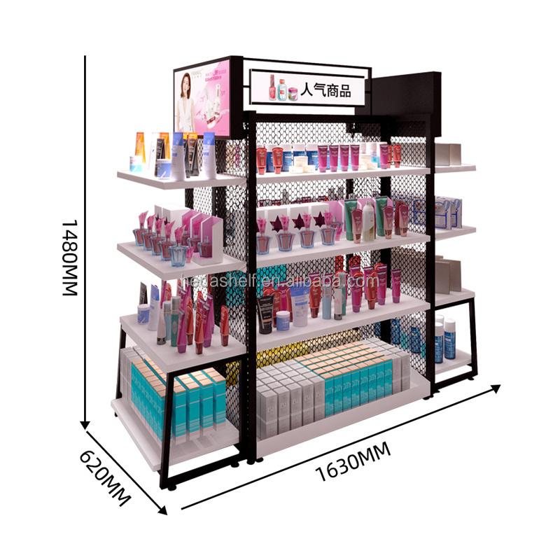 Commercial Merchandising Beauty Salon Cases Make up Stand Gondola Showcase Retail Shop Decoration Cosmetic Display Cabinet