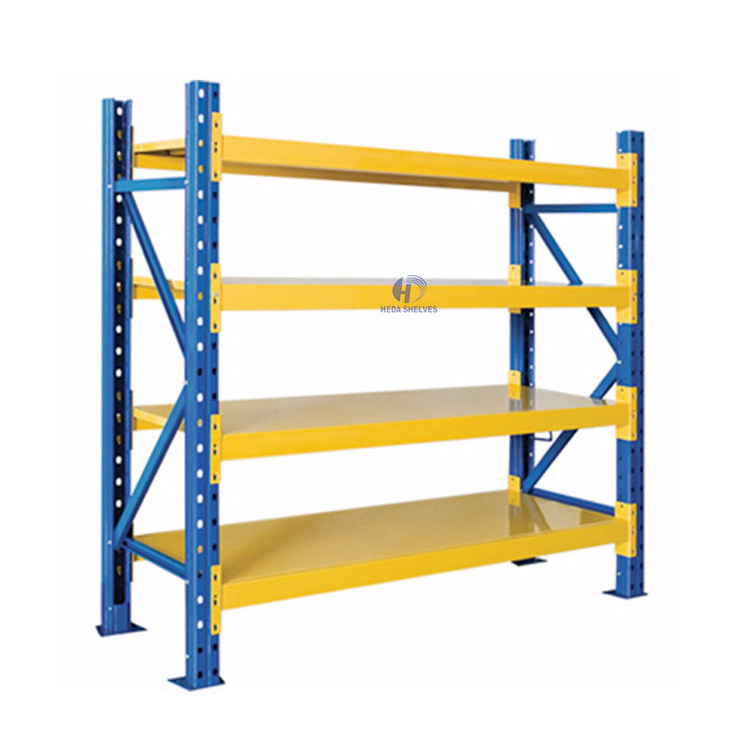 Custom Heavy Duty Shelving 4 Tier Blue Warehouse Storage Metal Stacking Shelf Rack Unit