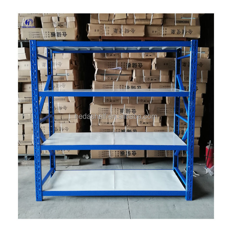 Custom Heavy Duty Shelving 4 Tier Blue Warehouse Storage Metal Stacking Shelf Rack Unit