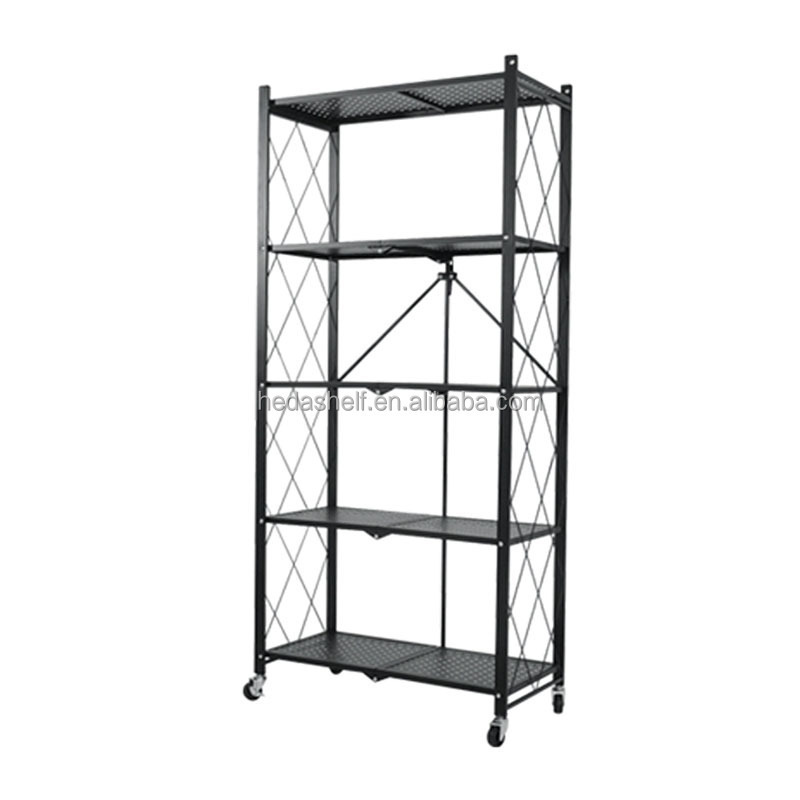 Guangzhou factory metal mobile foldable storage rack shelf