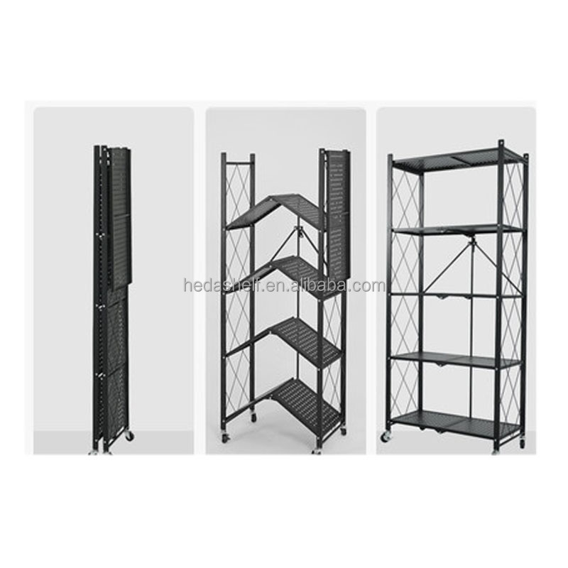 Guangzhou factory metal mobile foldable storage rack shelf