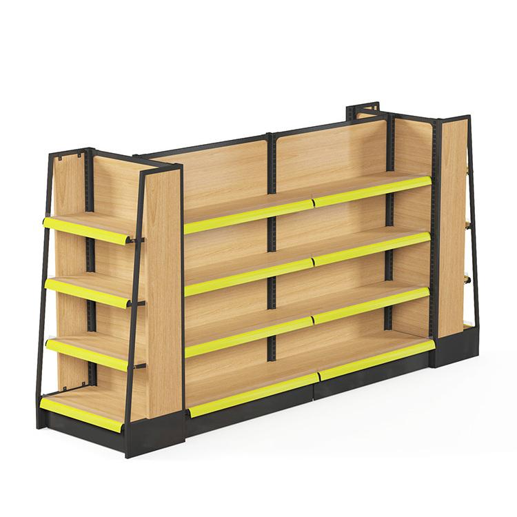 China wholesale high class display shelf design supermarket wooden shelf