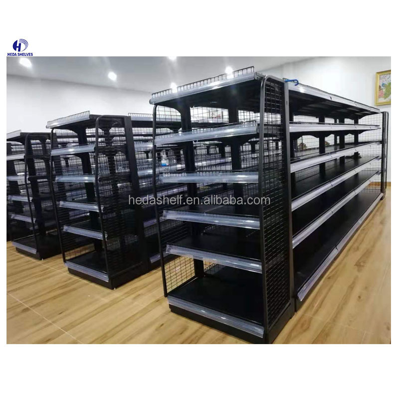 Custom Heavy Duty Iron Metal Retail Shelf Display Supermarket Gondola Shelving Rack shelves for retail store price