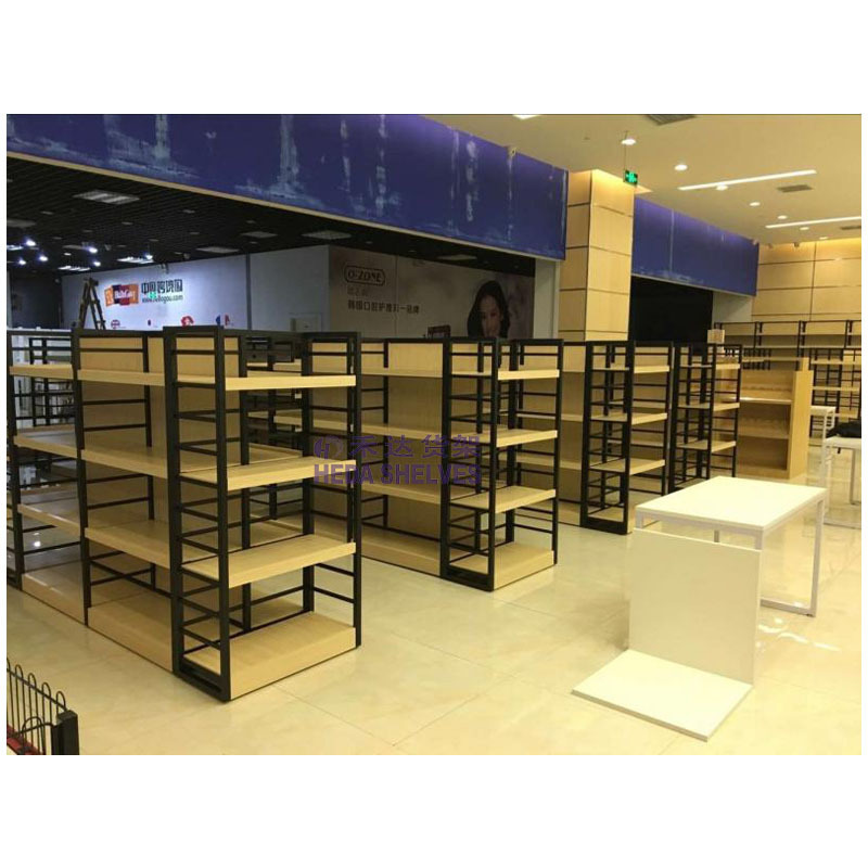 China wholesale high class display shelf design supermarket wooden shelf