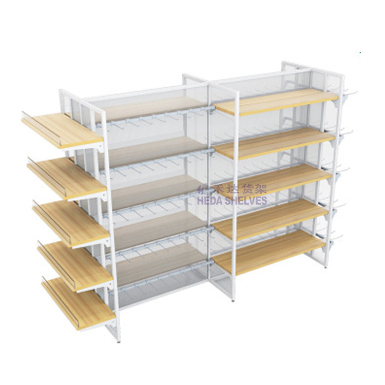 China wholesale high class display shelf design supermarket wooden shelf