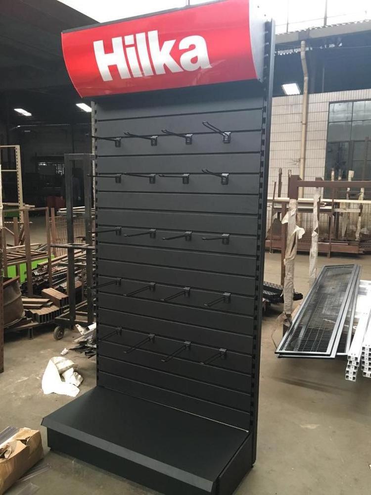 Retail Shop Floor Led Lighting Logo Printing Manual Power Garden Tool Accessory Metal Peg Board Display Rack