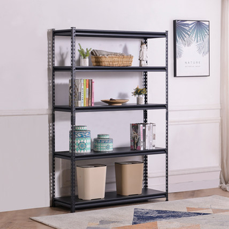 Cheap price Black 5 level boltless warehouse Light duty storage rack Angle steel shelf