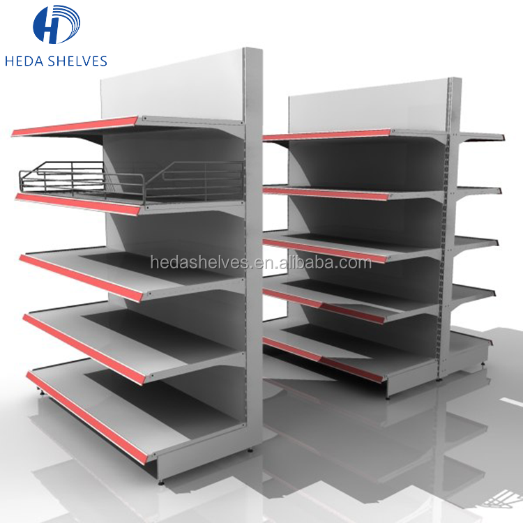 Steel Supermarket Double Sided Grey Shelves Display Commercial Used Super Shelves For Sale