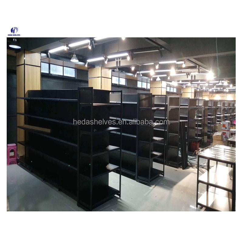 Popular Metallic Display Supermarket Shelf Single Side wall Gondola Grocery Store Shelves