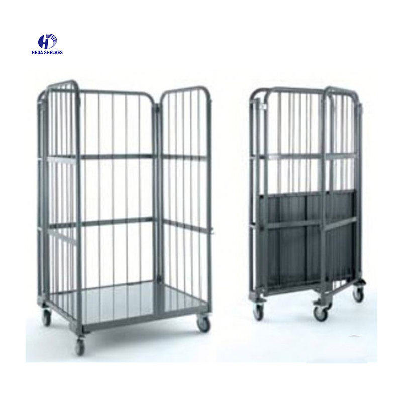 Advantage Price Warehouse Folding Rolling Metal Container Storage Cage With Wheels