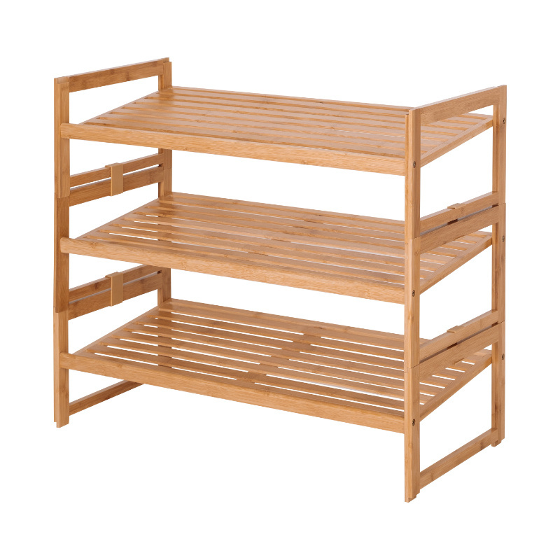 Heavy Duty Storage 3 Tier Shoes With Seat Organizer Cabinet Bamboo Shoe Rack