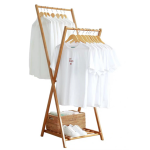 Top Quality Bamboo Collapsible Coat Rack Multifunction Shoe Coat Rack Drying Rack