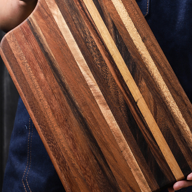 china wholesale mixed end grain large walnut steak wood cutting board with handle and holes