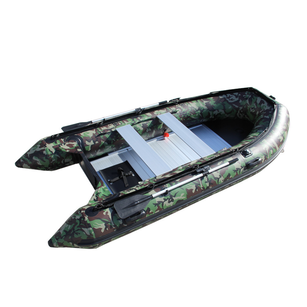 Camouflage pvc fabric 3.6m Aluminum Inflatable Rowing Boat For fishing