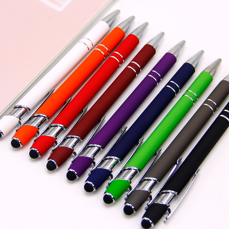 2-in-1 Business Ballpoint Pen Promotional Stylus Screen Ballpen 1.0mm Writing Width Custom Logo Factory Delivery Metal Pen