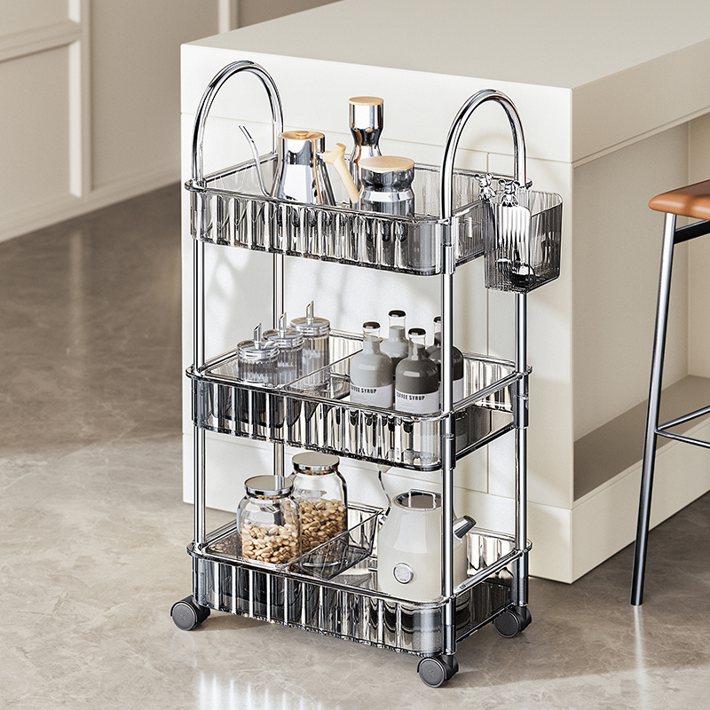 multi purpose kitchen organizer trolley 3 tiers 4 layer stainless steel metal storage rack shelf with wheels