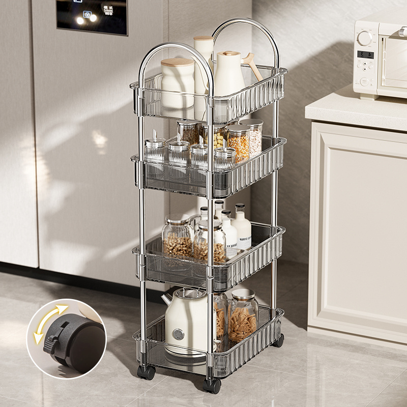 multi purpose kitchen organizer trolley 3 tiers 4 layer stainless steel metal storage rack shelf with wheels