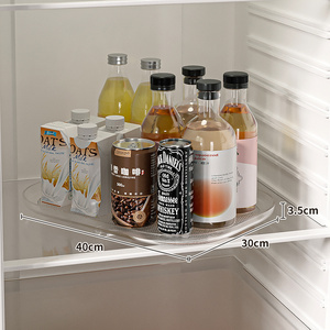 Square Lazy Susan Turntable Organizer for Refrigerator, 15.67''Clear, 360Rotate Rectangle Fridge Organizer and Storage