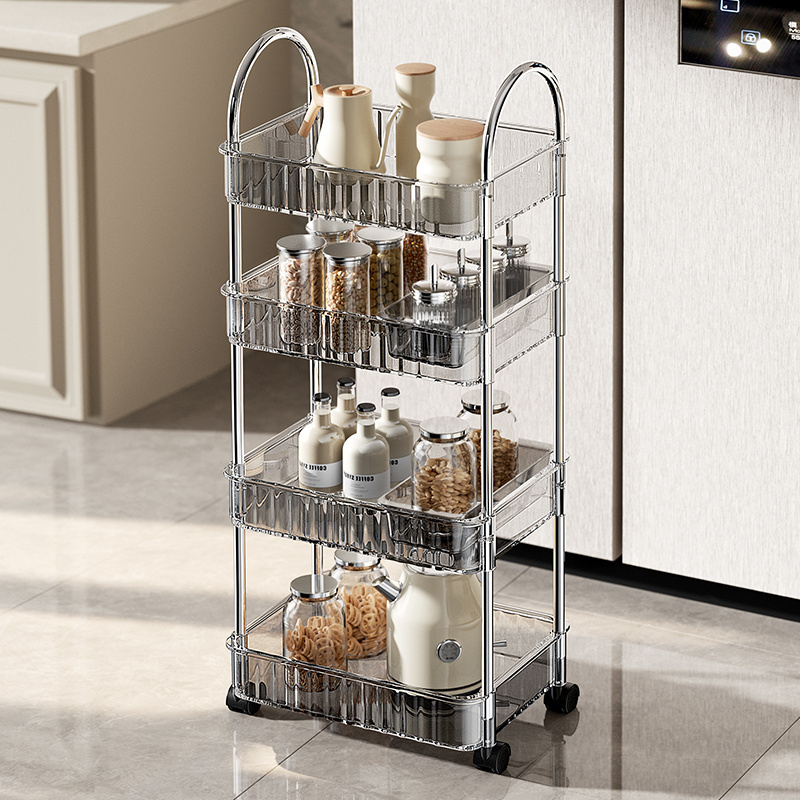 multi purpose kitchen organizer trolley 3 tiers 4 layer stainless steel metal storage rack shelf with wheels