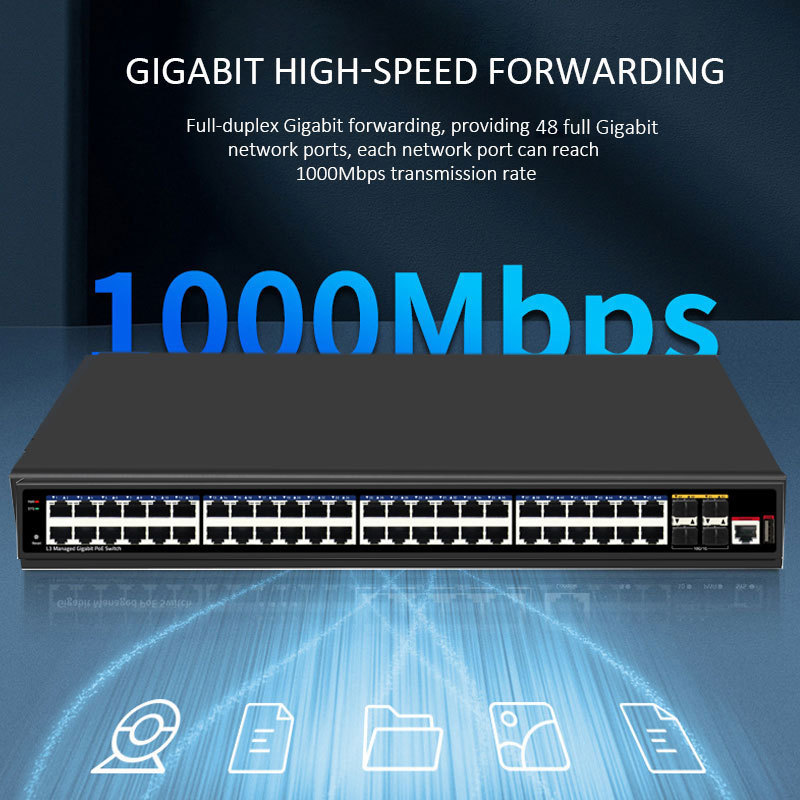 670W Managed PoE Switch 10/100/1000 Mbps 10G SFP Ethernet 48 Port Gigabit Industrial Ring Network Switch for CCTV