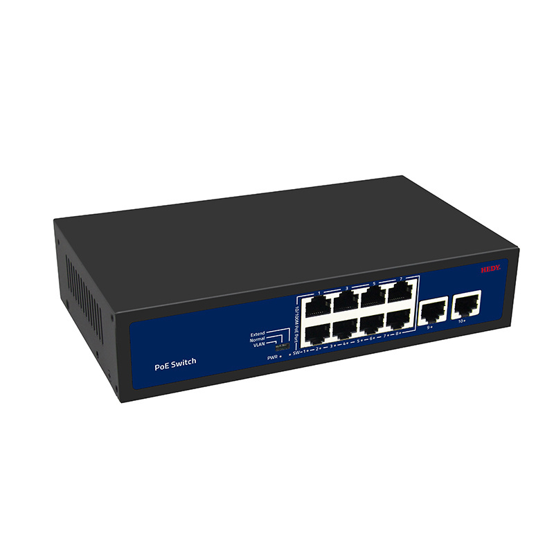 PoE switch 8 port 10/100Mbps plus 2 x 100Mbps Uplink ports megabit network PoE switch VLAN watchdog for CCTV camera