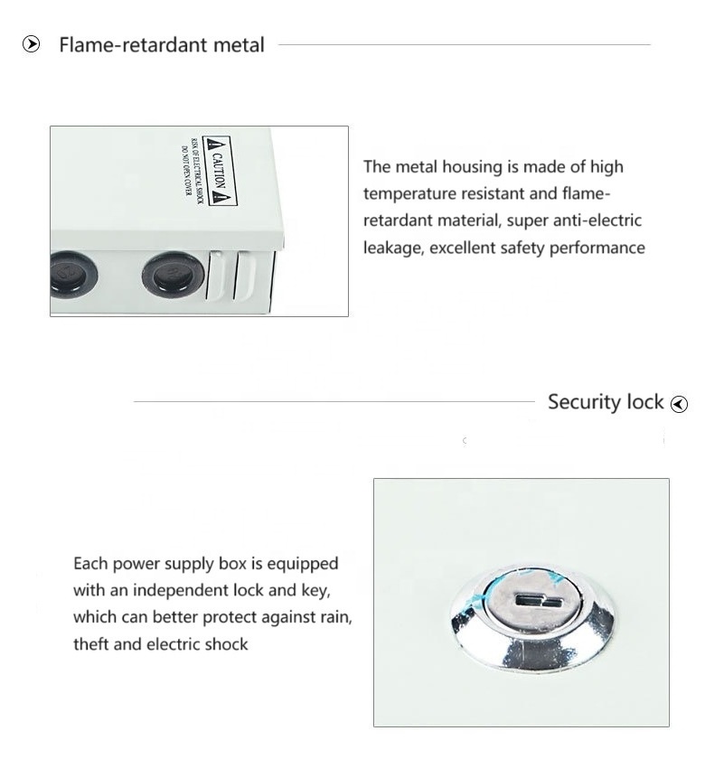 18 channel 24V 240W power supply rainproof metal CCTV 100/240V selected by switch CCTV power supply box