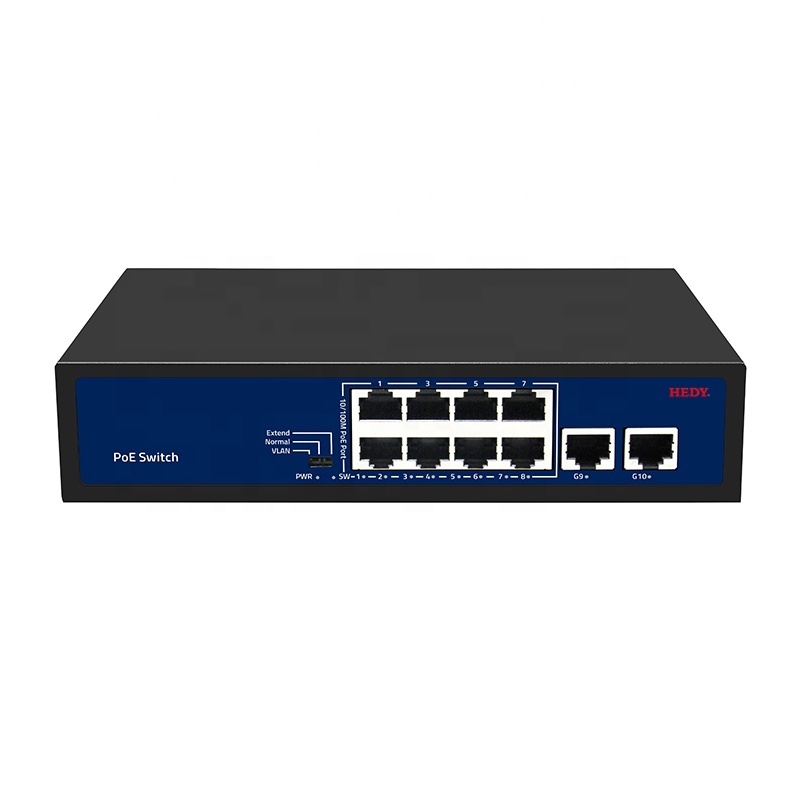 96 Watts PoE Switch 8 port for ip camera 8 x 100M PoE Ports and 2 x 1000M Uplink Ports Network Switches