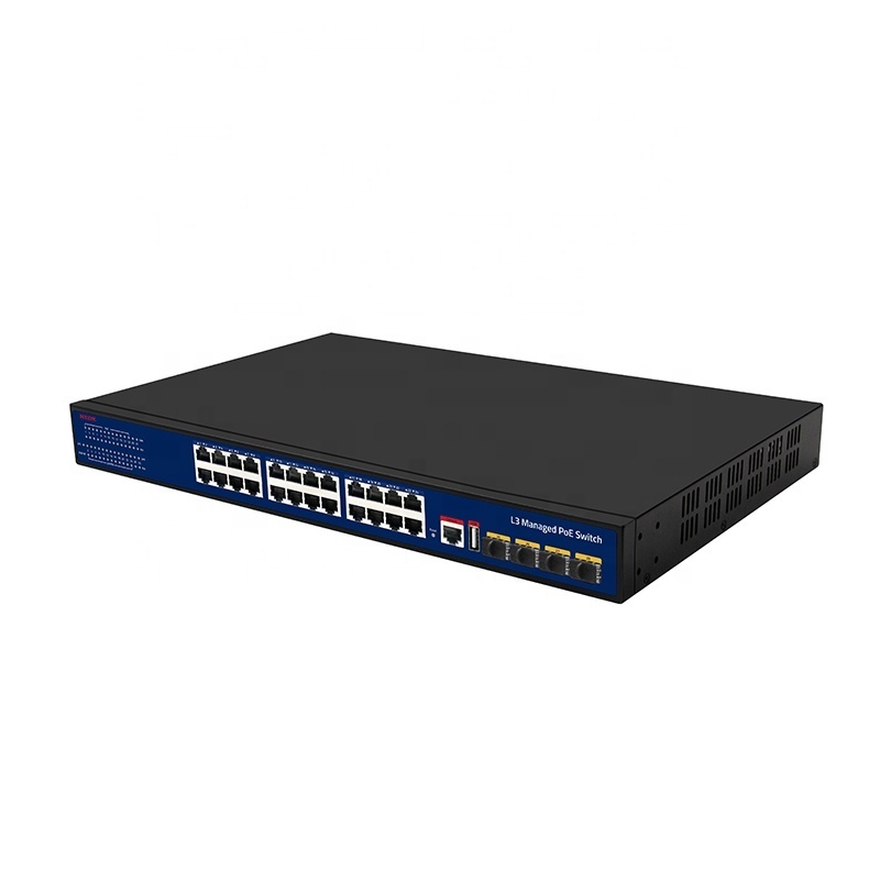 24  Ports Gigabit L3 Managed 10G SFP PoE Switch 10000Mbps SFP Ports 4 10G SFP Ports