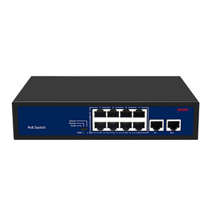 PoE switch 8 port 10/100Mbps plus 2 x 100Mbps Uplink ports megabit network PoE switch VLAN watchdog for CCTV camera