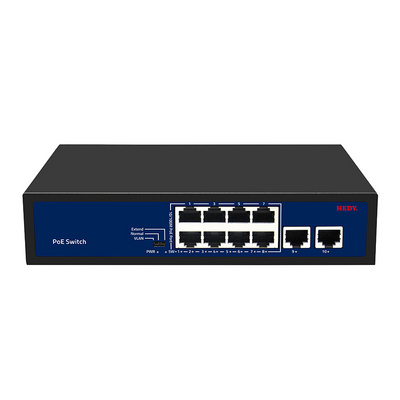 PoE switch 8 port 10/100Mbps plus 2 x 100Mbps Uplink ports megabit network PoE switch VLAN watchdog for CCTV camera